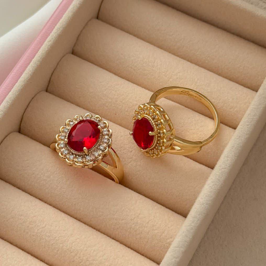 انگشتر نگین قرمز طرح طلا کد 2975 - خرید آنلاین از گالری آداس